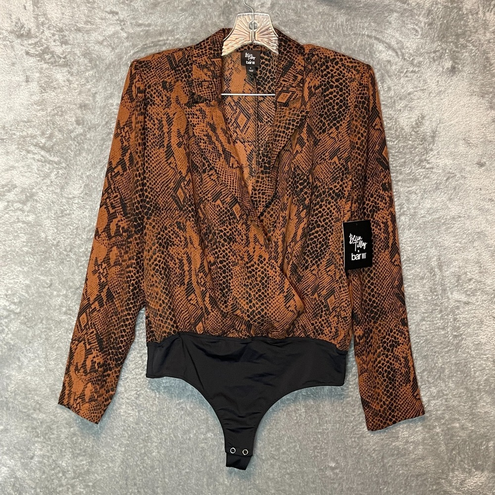 Becca Tilley x Bar III Womens Sheer Snakeskin Bodysuit S Mob Wife Corpcore Indie